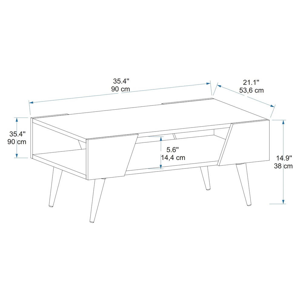 Zanviro Wooden Coffee Table With Undershelf In Beige And Light Walnut