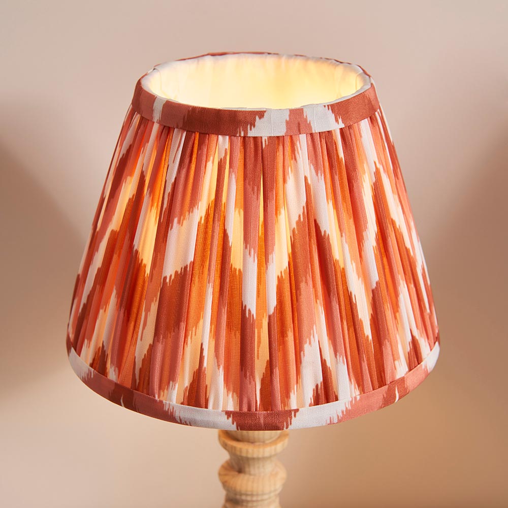 Zapopan Apricot Orange 20cm Shade Wood Table Lamp In Natural Ash