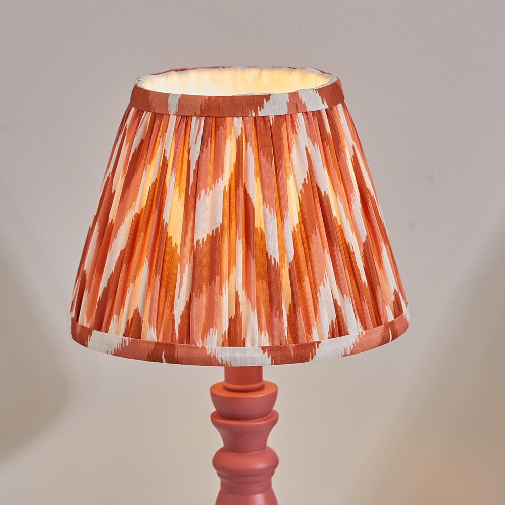 Zapopan Apricot Orange 20cm Shade Wood Table Lamp In Pink Clay