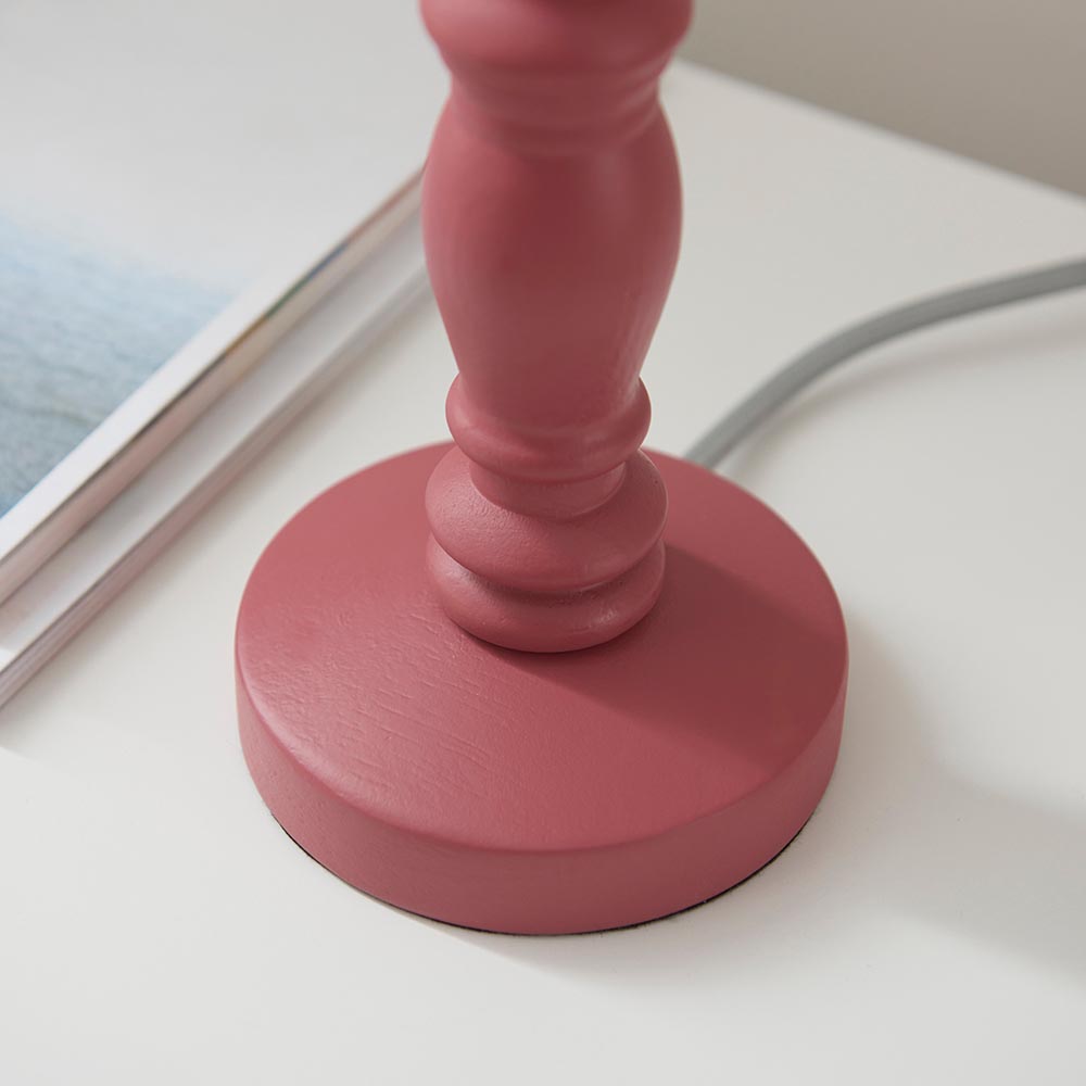Zapopan Apricot Orange 20cm Shade Wood Table Lamp In Pink Clay