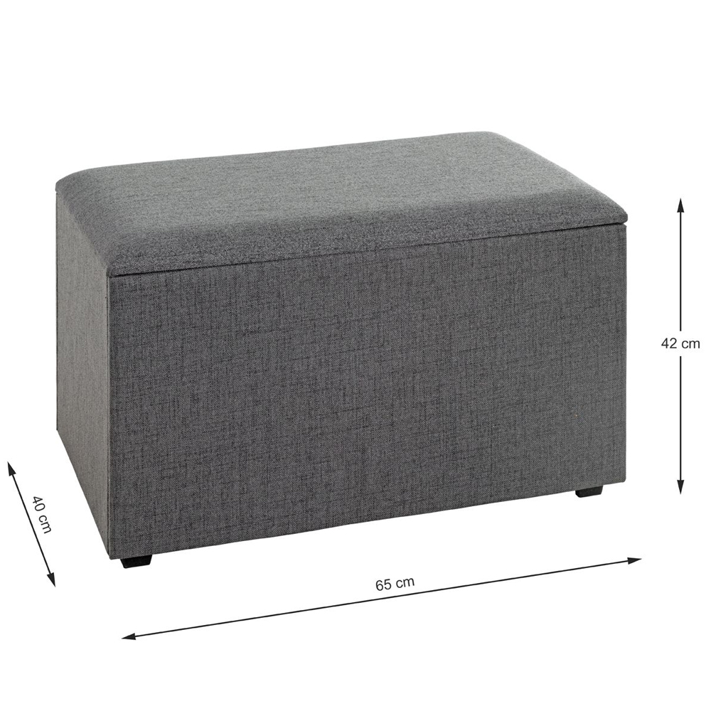 Zapopan Large Textile Fabric Storage Ottoman In Anthracite