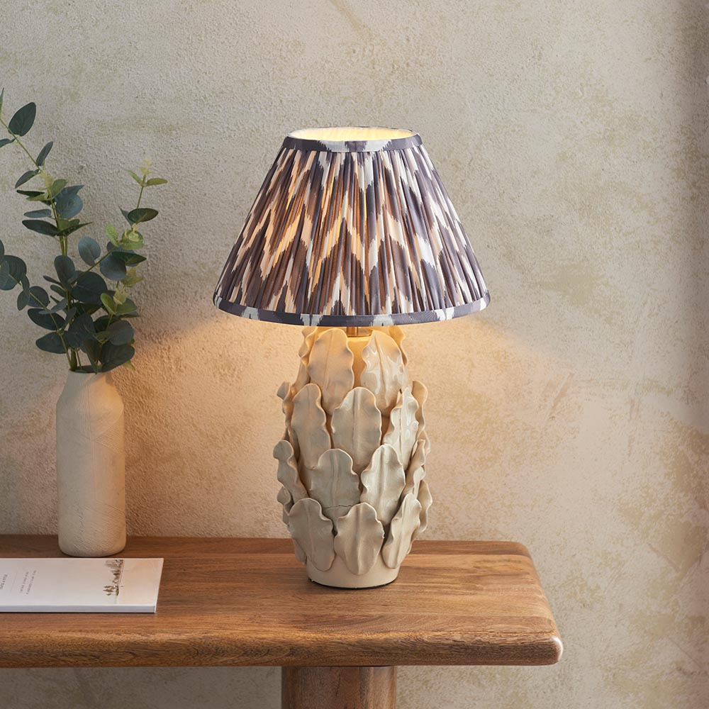 Read more about Zapopan pearl grey 30cm shade small ceramic table lamp in ivory