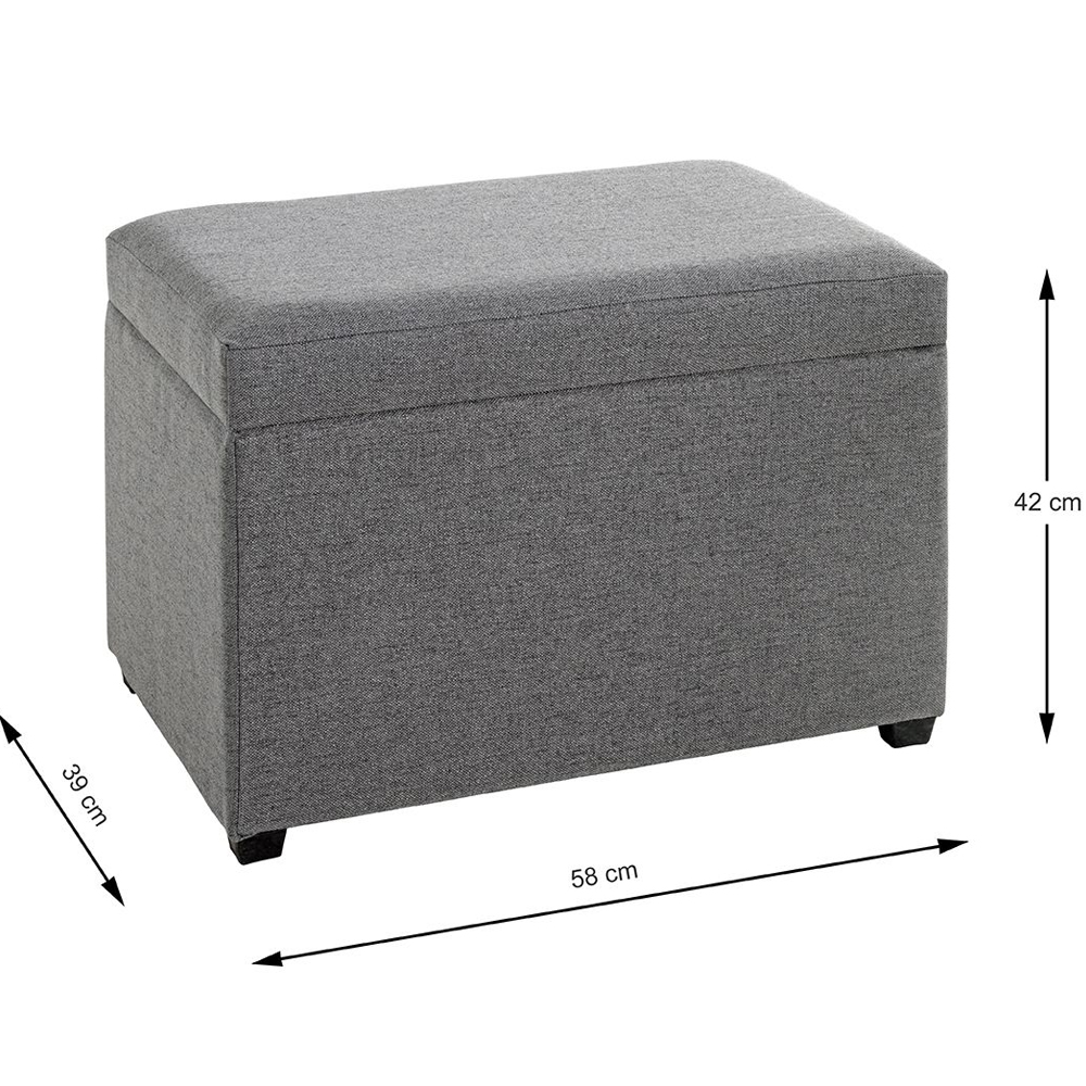 Zapopan Small Textile Fabric Storage Ottoman In Anthracite