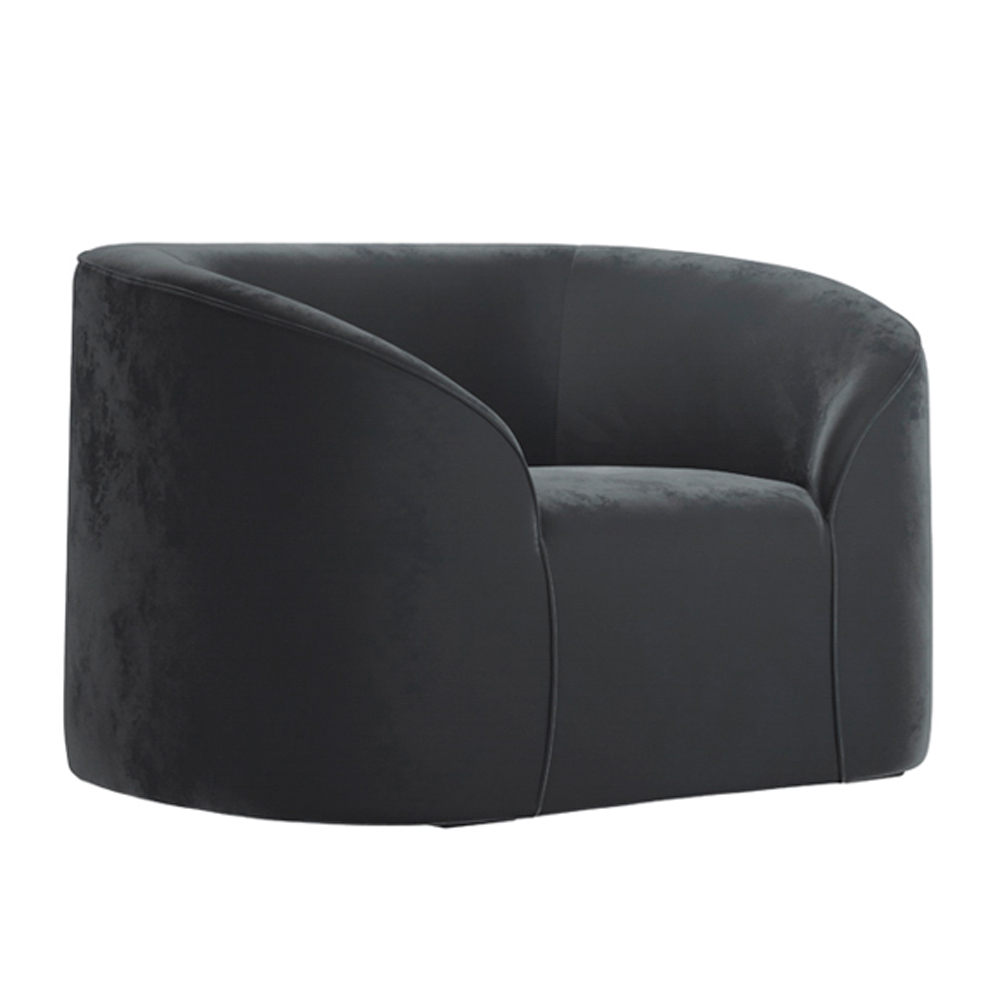 Zapopan Velvet 1 Seater Sofa - Black
