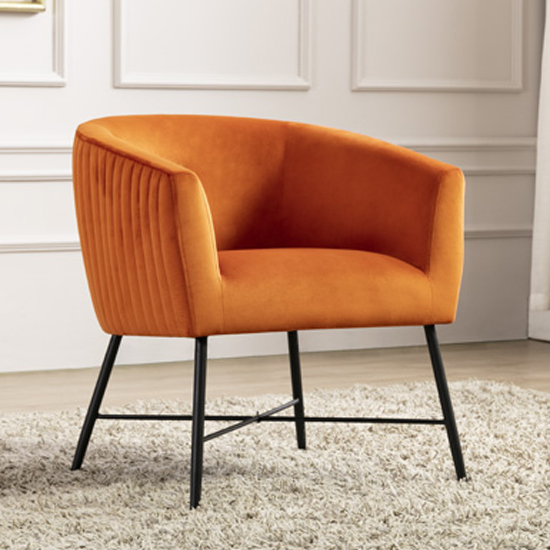 Photo of Zarop velvet upholstered lounge chair in pumpkin
