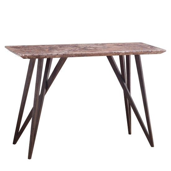 Zara Marble Console Table In Imperial Gold With Wooden Base