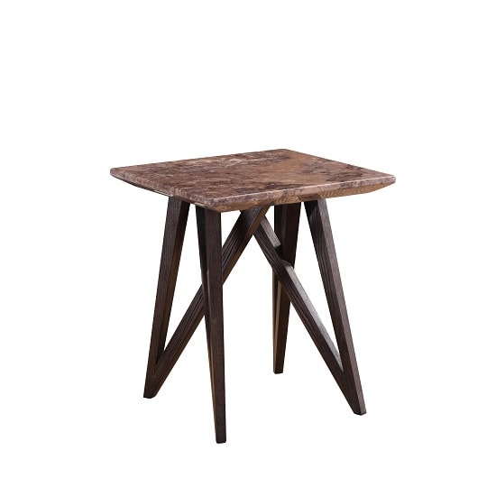 Zara Marble Lamp Table In Imperial Gold With Wooden Base 