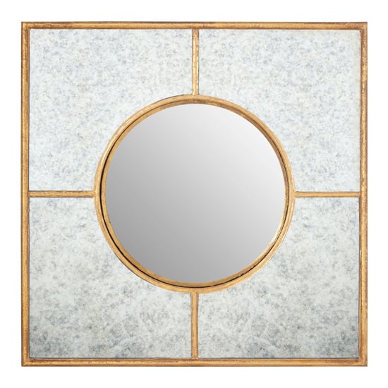 Zaria Art Deco Wall Bedroom Mirror In Warm Gold Frame_2
