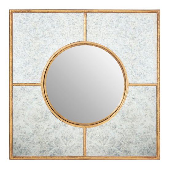 Zaria Art Deco Wall Bedroom Mirror In Warm Gold Frame