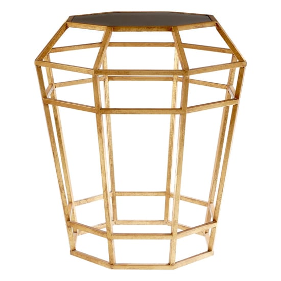 Read more about Zaria drum shaped glass top side table with gold frame