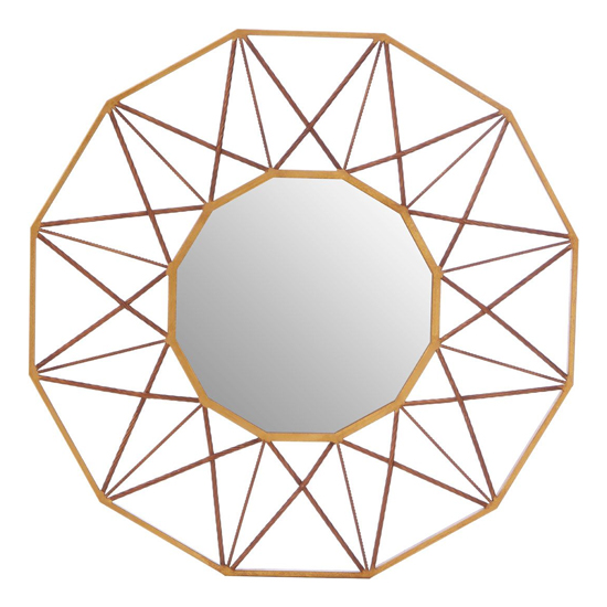 Zaria Geo Wall Bedroom Mirror In Antique Gold Frame