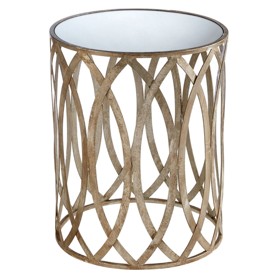 Zaria Round Glass Side Table With Leaf Design Silver Frame_2