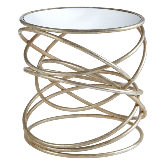 Zaria Round Glass Side Table With Spiral Design Silver Frame_1