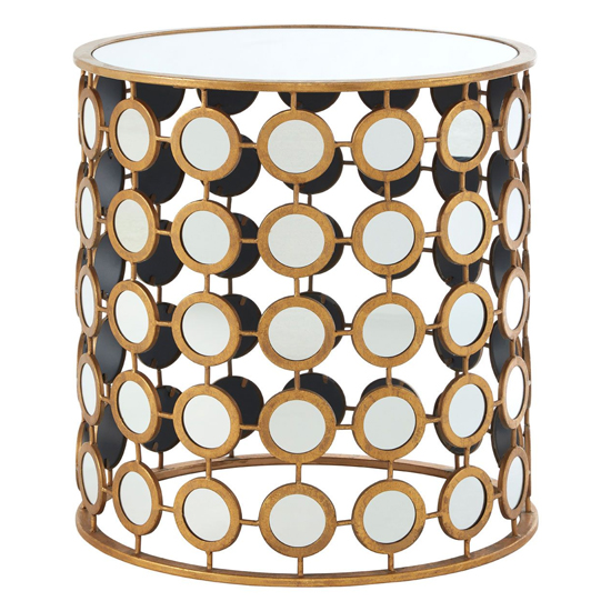 Zaria Round Glass Top Side Table With Gold Frame