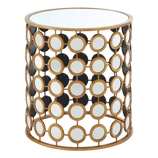 Photo of Zaria round glass top side table with gold frame