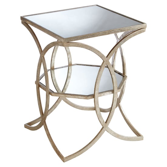 Photo of Zaria square glass side table with cross design silver frame