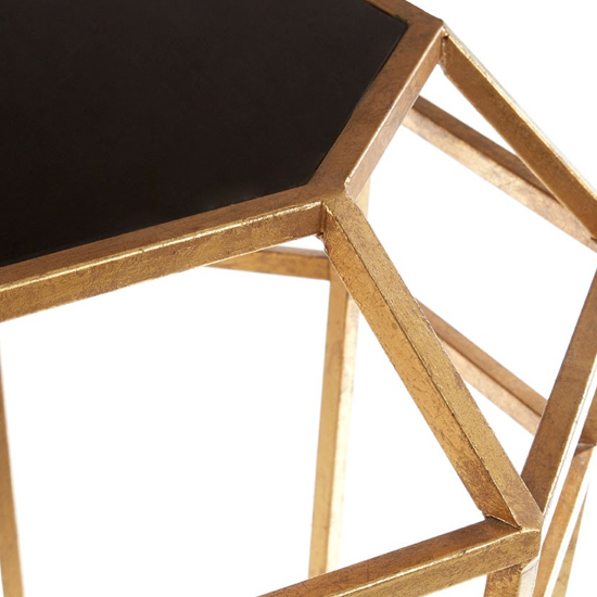 Zaria Drum Shaped Glass Top Side Table With Gold Frame