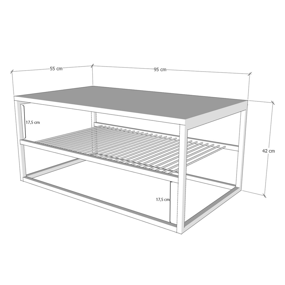 Solvani Wooden Coffee Table With Black Metal Frame In Pine