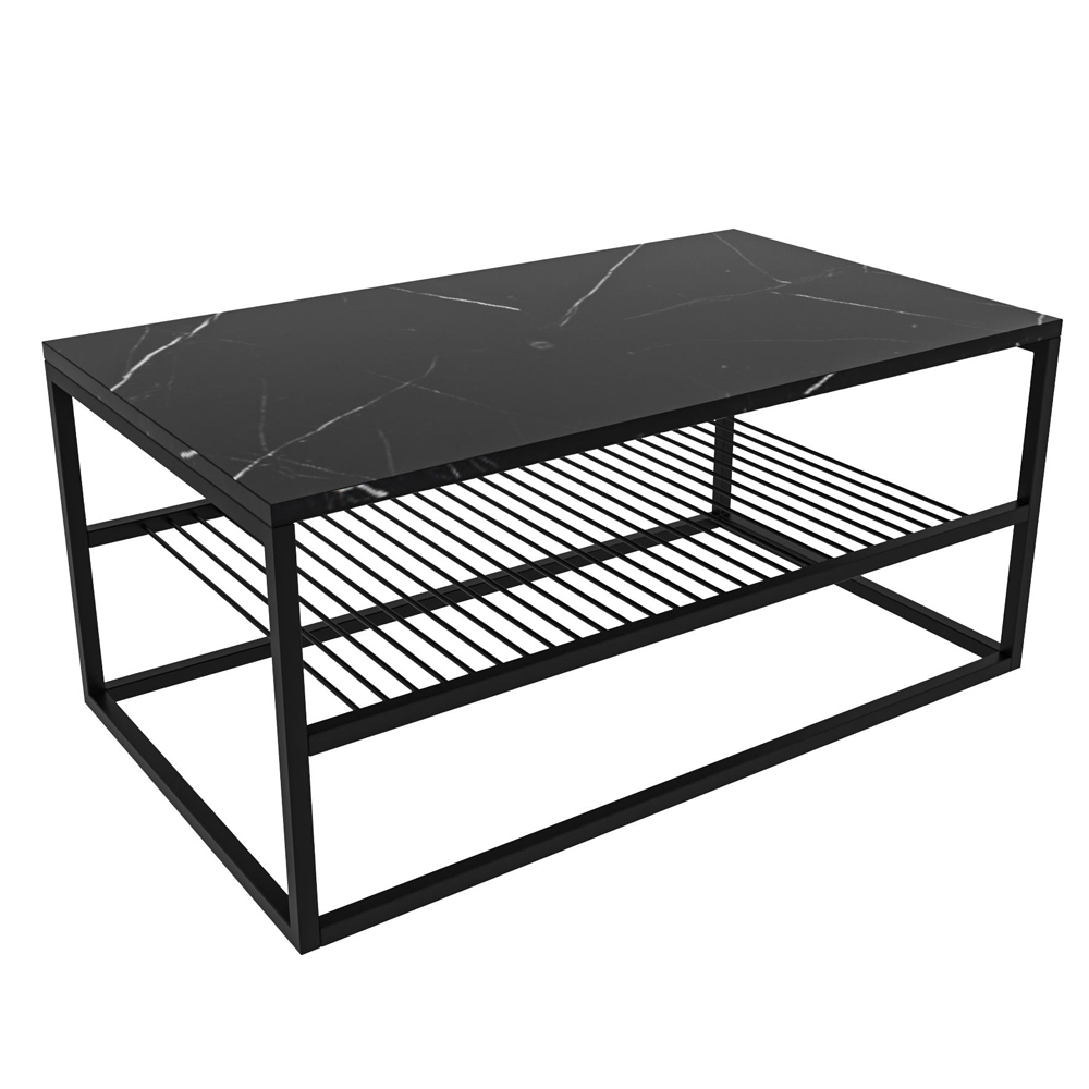 Solvani Wooden Coffee Table With Black Metal Frame
