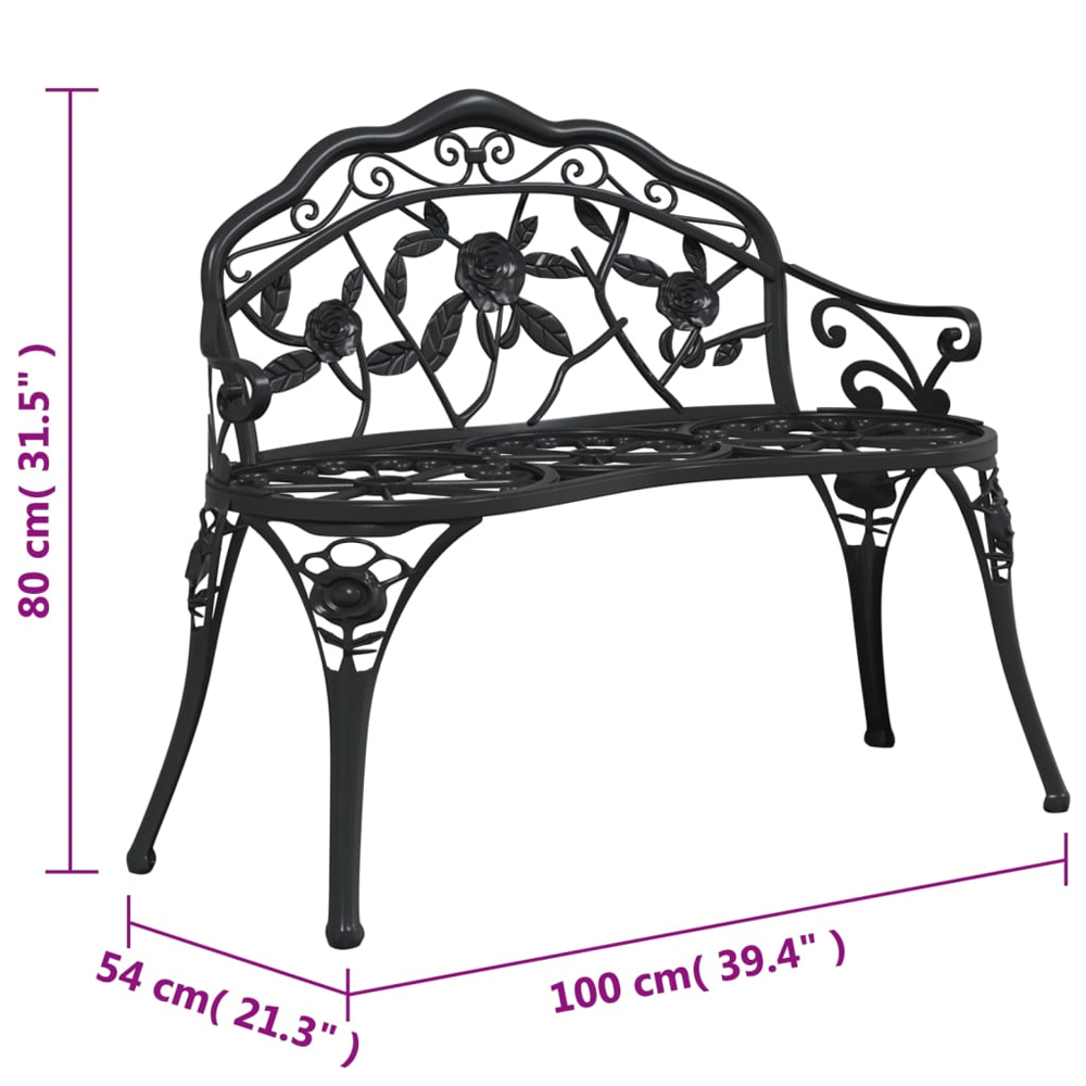 Zavino Outdoor Aluminium Seating Bench in Black