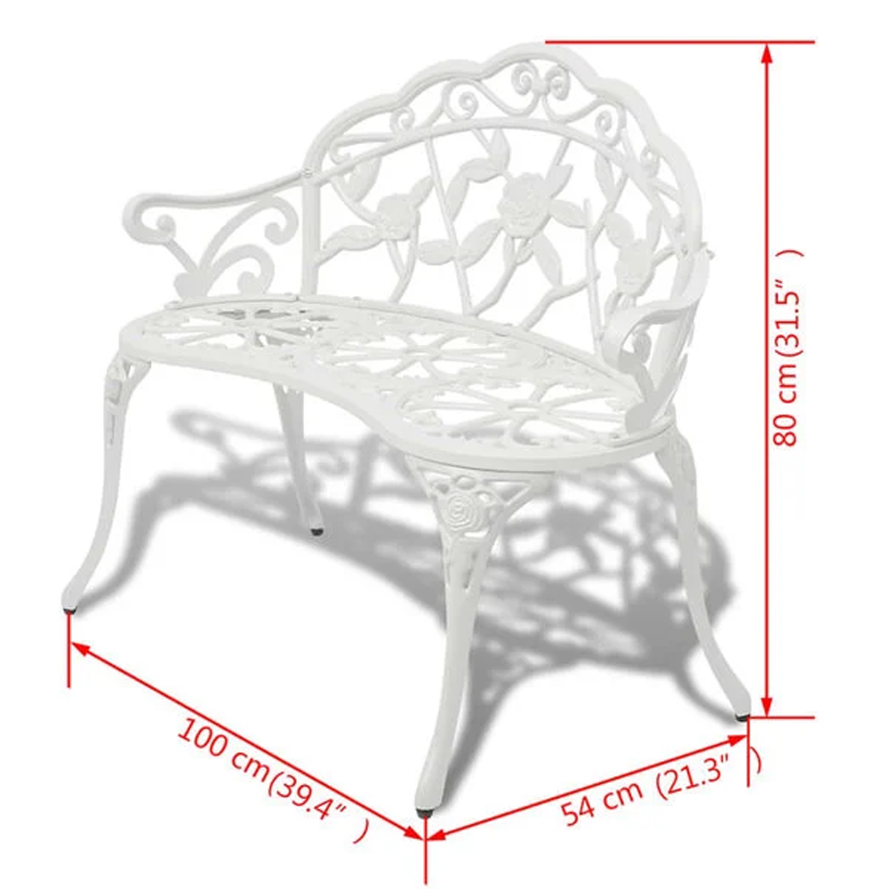 Zavino Outdoor Aluminium Seating Bench in White