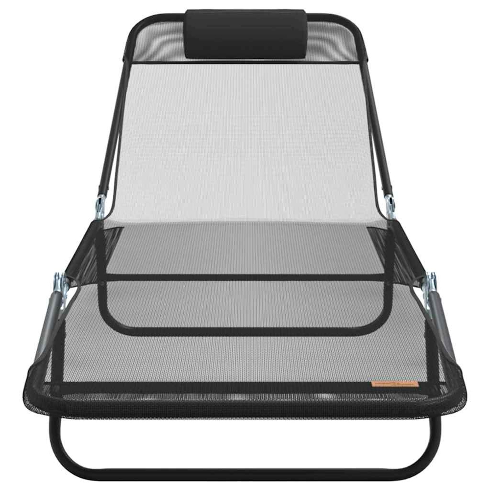 Zavira Garden Textilene Folding Sun Lounger in Black