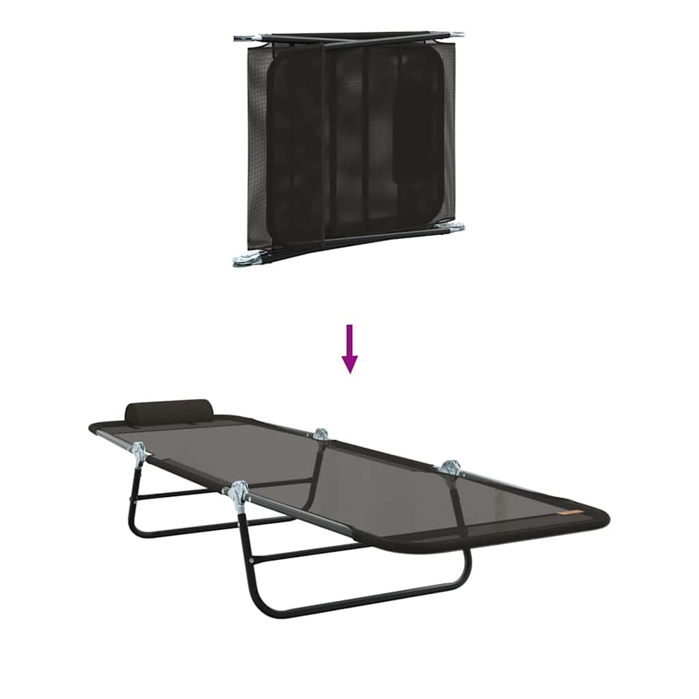 Zavira Garden Textilene Folding Sun Lounger in Black