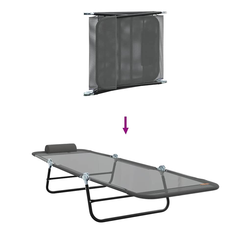 Zavira Garden Textilene Folding Sun Lounger in Grey