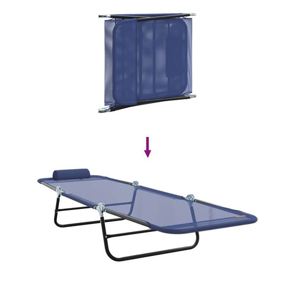 Zavira Garden Textilene Folding Sun Lounger in Navy Blue
