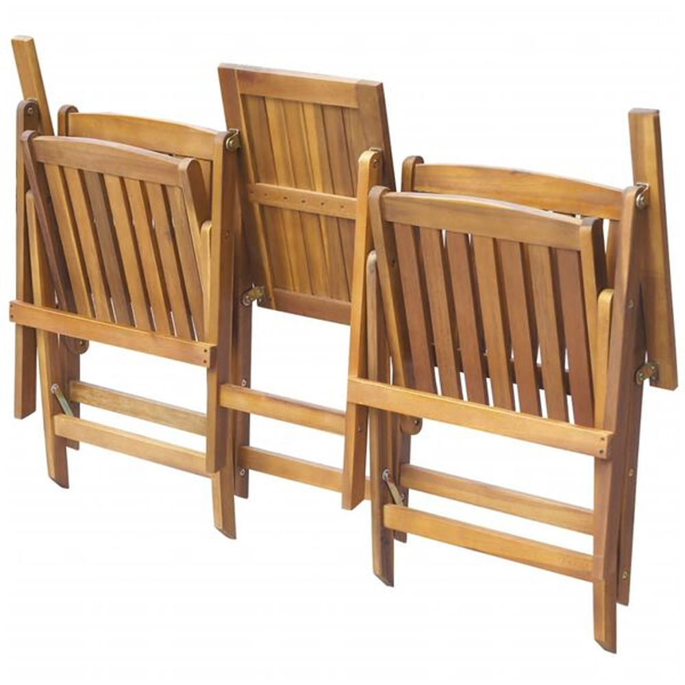 Zaviso Garden Acacia Wood Folding Chairs with Tea Table in Brown