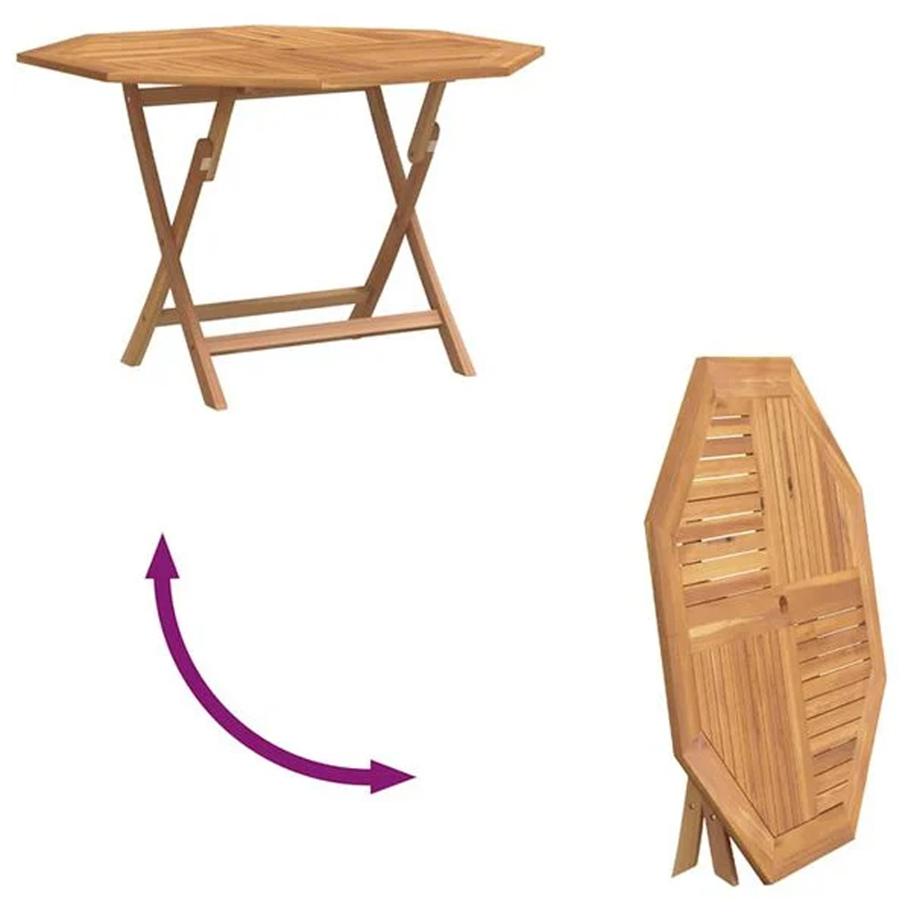 Zaviso Garden Octagon Solid Wood Dining Table in Brown