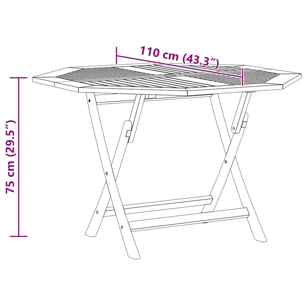 Zaviso Garden Octagon Solid Wood Dining Table in Brown