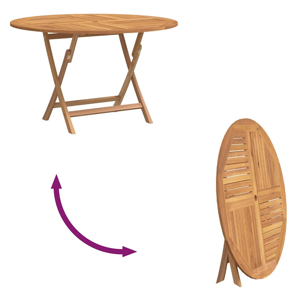 Zaviso Garden Round Solid Wood Dining Table in Brown