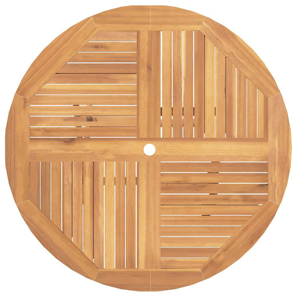 Zaviso Garden Round Solid Wood Dining Table in Brown