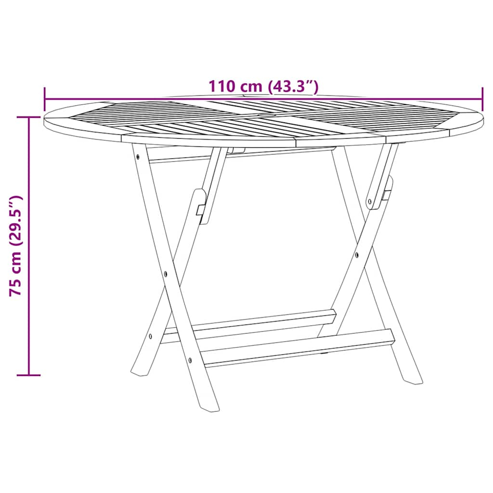 Zaviso Garden Round Solid Wood Dining Table in Brown