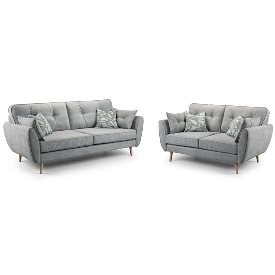 Photo of Zayit fabric 3 + 2 seater sofa set in grey with natural legs