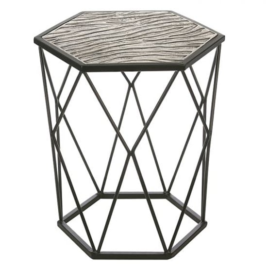 Zebra Aluminium Side Table In Antique Black And Silver