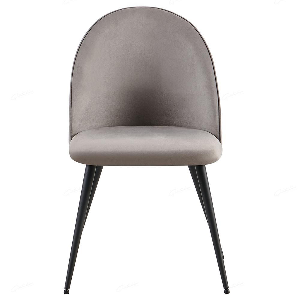 Zebulon Grey Velvet Dining Chairs With Black Legs In Pair