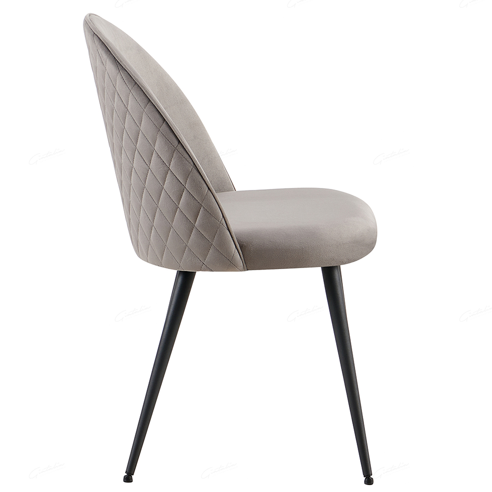 Zebulon Grey Velvet Dining Chairs With Black Legs In Pair