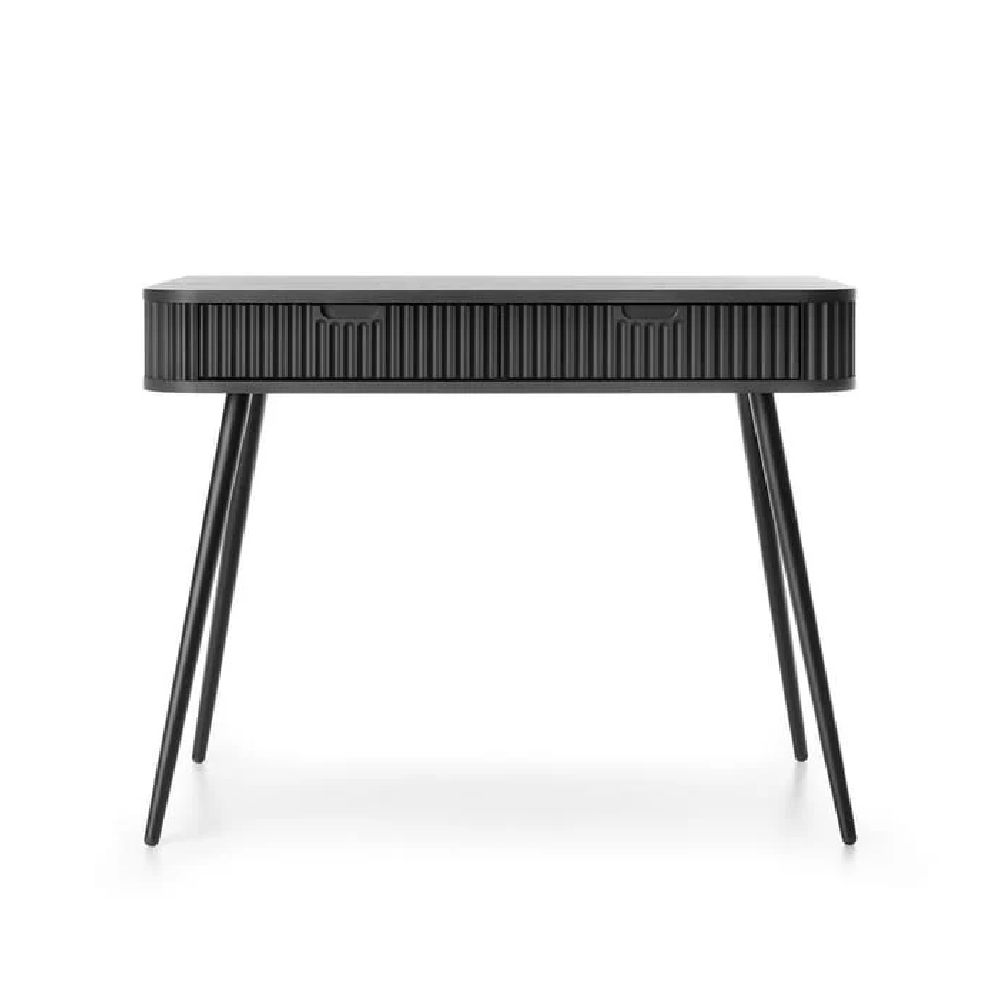Zebulon Wooden Laptop Desk With 2 Drawers In Black