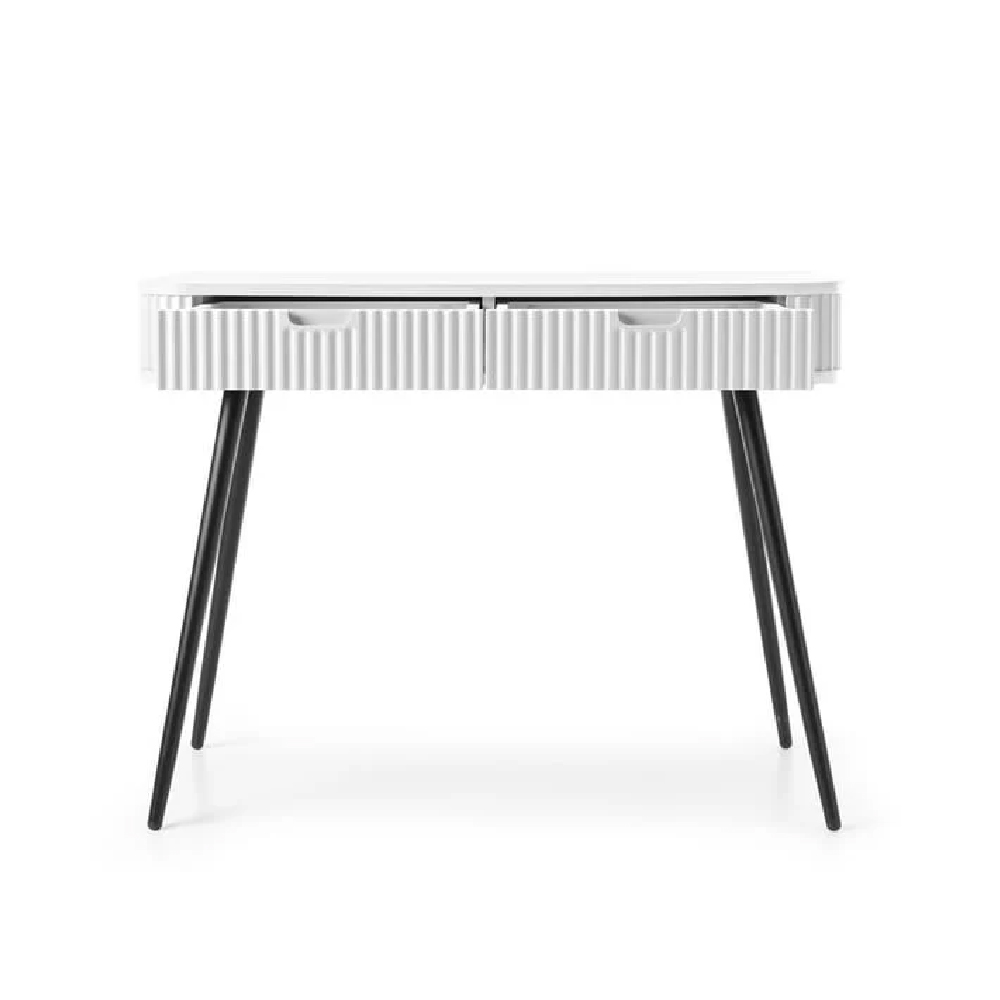 Zebulon Wooden Laptop Desk With 2 Drawers In White