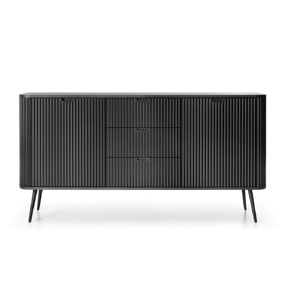 Zebulon Wooden Sideboard With 2 Doors And 3 Drawers In Black
