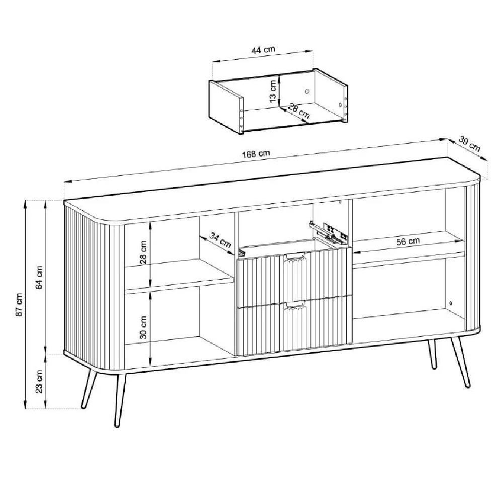 Zebulon Wooden Sideboard With 2 Doors And 3 Drawers In Cashmere