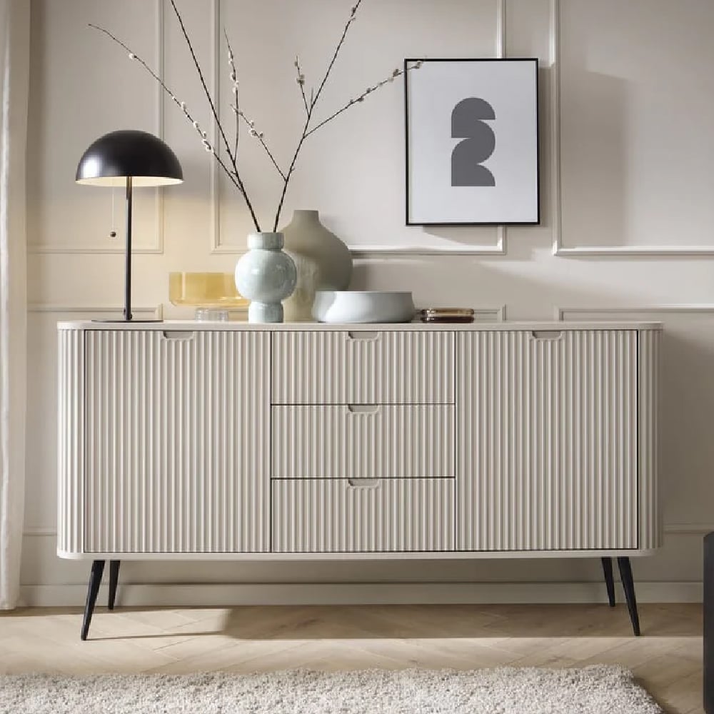 Read more about Zebulon wooden sideboard with 2 doors and 3 drawers in cashmere