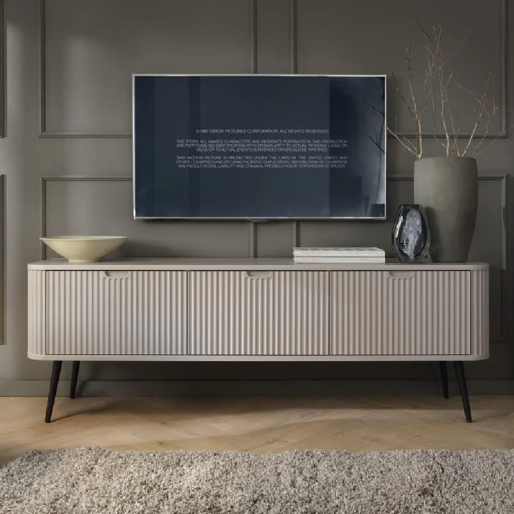 Read more about Zebulon wooden tv stand with 2 doors in cashmere