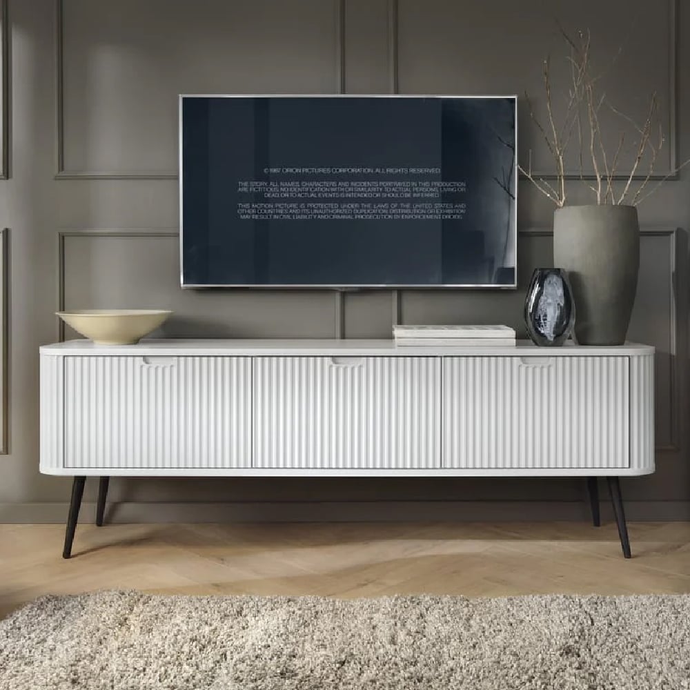 Read more about Zebulon wooden tv stand with 2 doors in white