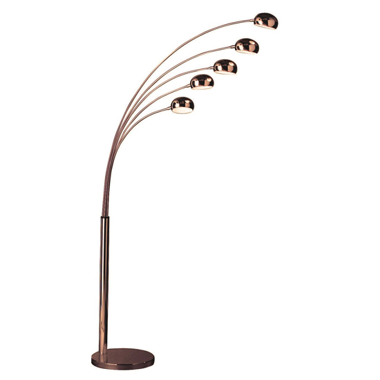 Read more about Zeiss 5 arched lights floor lamp with eu plug in warm copper