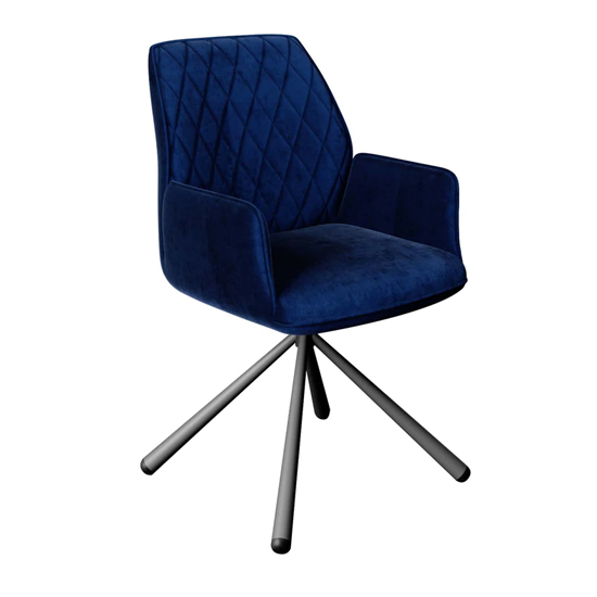 Zekrot Swivel Blue Velvet Fabric Dining Chairs In Pair_2