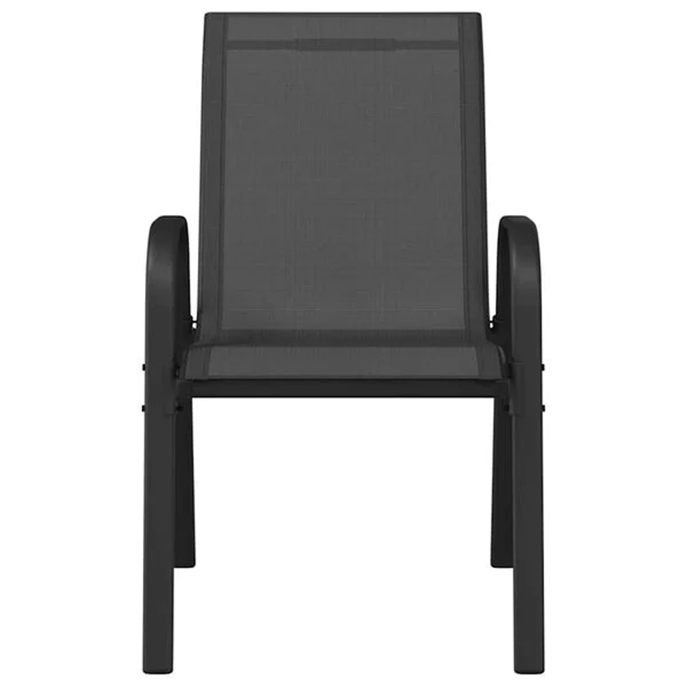 Zelaro Garden Black Textilene Fabric Dining Chairs in Pair