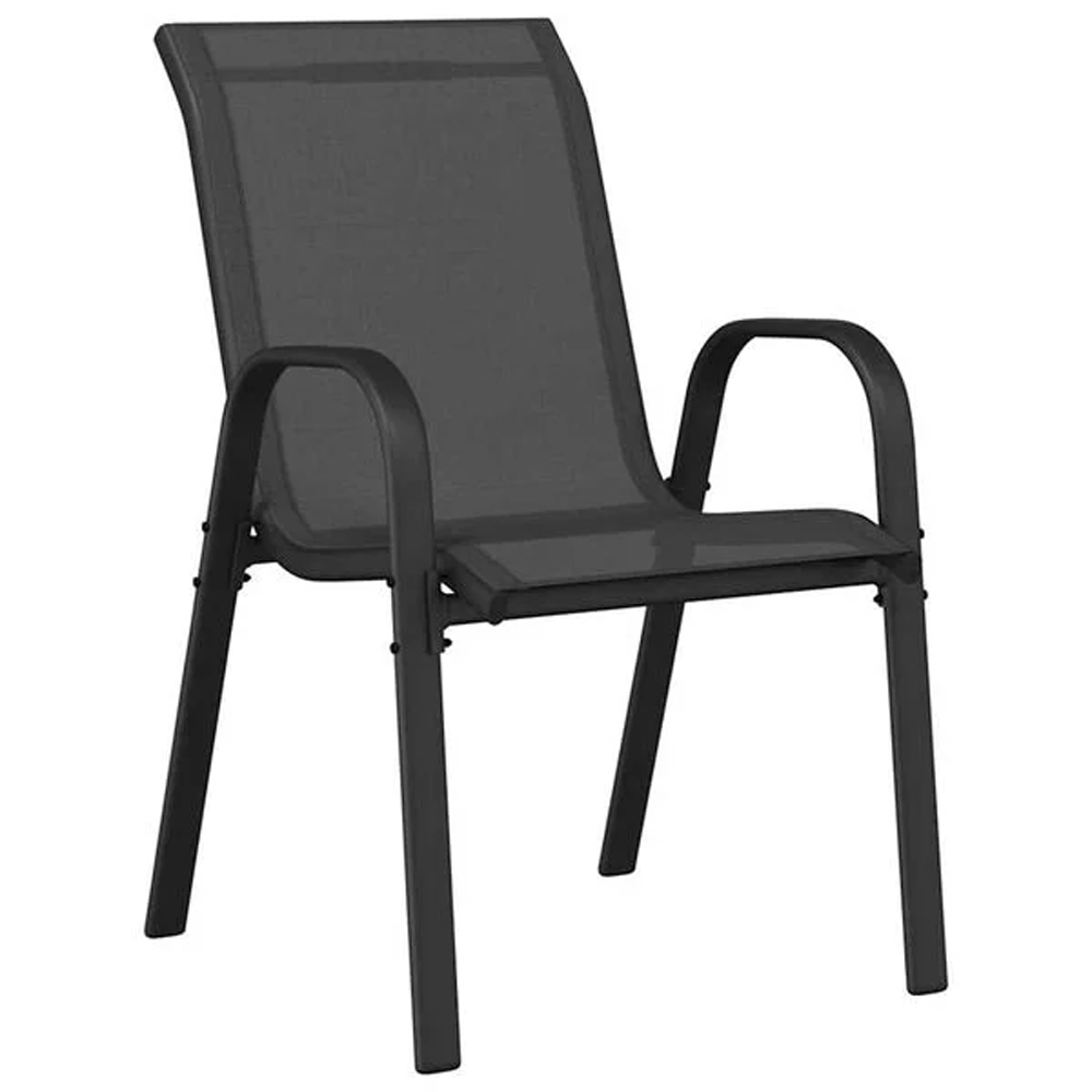 Zelaro Garden Black Textilene Fabric Dining Chairs in Pair